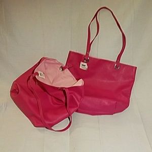 Pink tote faux leather